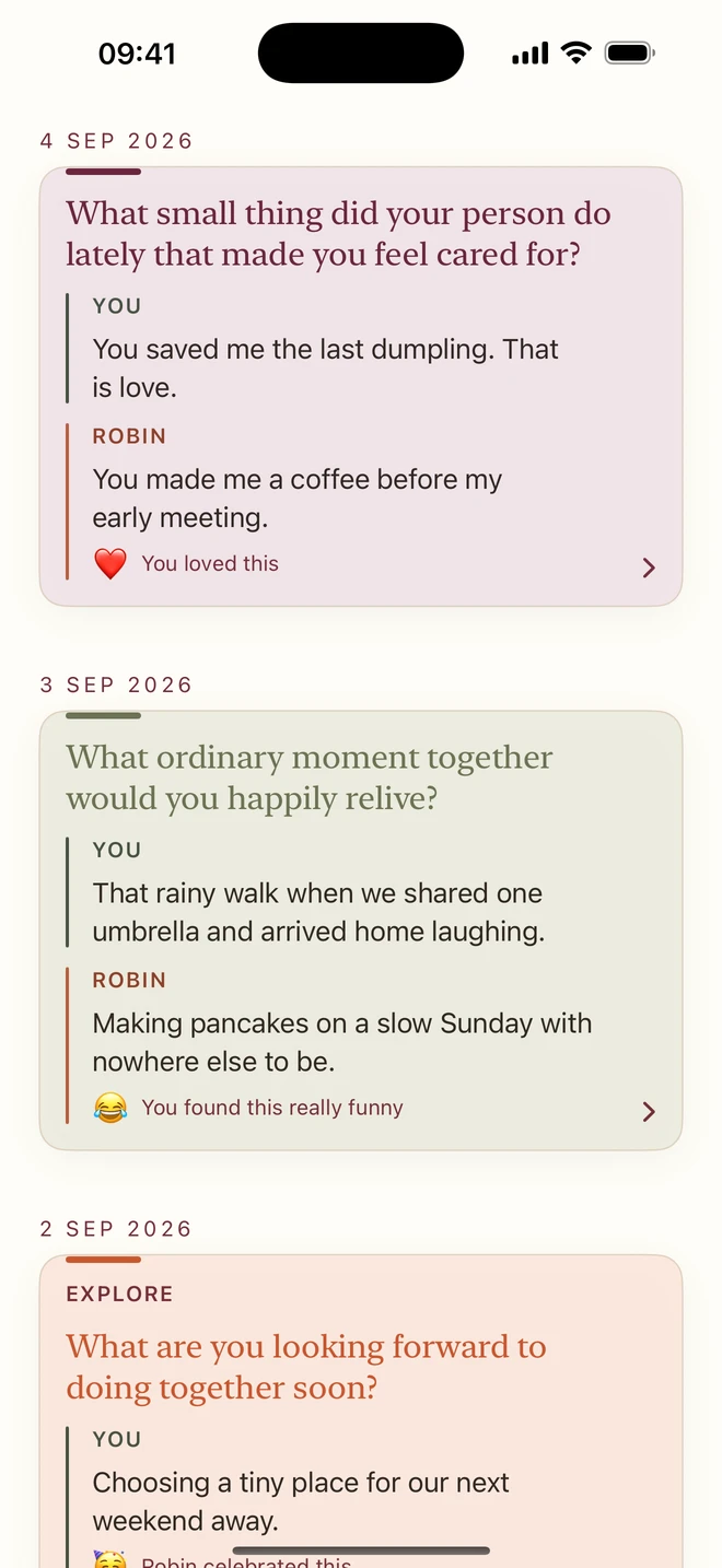 The Deary Timeline preserving a couple’s opened answers